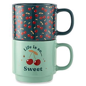 2-Pack Thyme & Table 14.2-Oz Stacking Stoneware Mugs (Life is Sweet & Cherries Green) $2.58 + Free Shipping w/ Walmart+ or on $35+