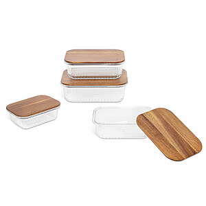 Mesa Living 4-Piece Ribbed Glass Food Storage Set w/ Wood Lids $8.74 + Free Shipping w/ Walmart+ or on $35+