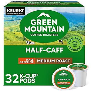 [SnS] $10.75 | 32-Count Green Mountain Coffee Roasters Half Caff, Single-Serve Keurig K-Cup Pods at Amazon