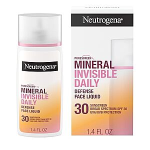 [SnS, AC] $3.69 | Neutrogena Purescreen+ Invisible Daily Defense Mineral Sunscreen for Face with SPF 30 at Amazon