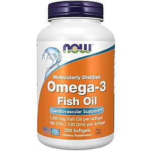 [NEW, SnS] $6.78 | NOW Foods Supplements, Omega-3 180 EPA / 120 DHA, 200 Softgels at Amazon