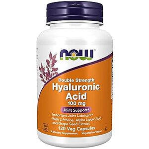 [NEW, SnS] $8.33 | NOW Foods Supplements, Hyaluronic Acid 100 mg, 120 Veg Capsules at Amazon