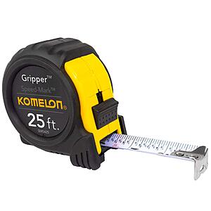 $3.29: Komelon SM5425 Speed Mark Gripper Acrylic Coated Steel Blade Measuring Tape, 1-Inch X 25Ft , White at Amazon