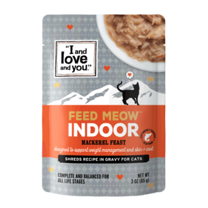 $15.78 FREE SHIP Walmart+ (24 pack) "I and love and you" Feed Meow Indoor Mackerel Feast 3oz pouch