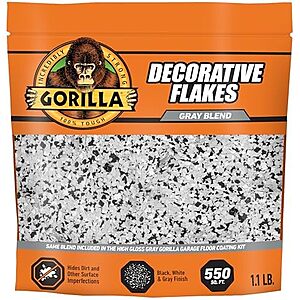 1.1-Lb Gorilla Garage Floor Coating Decorative Flakes (Gray, Black & White, up to 550sq ft) $8.05 + Free Shipping w/ Prime or on $35+