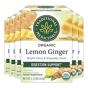 [NEW, SnS, AC] $12.69 | 6-Pack 96-Count Traditional Medicinals Organic Lemon Ginger at Amazon