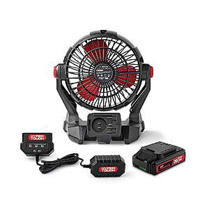 Hyper Tough 7.5 in. Cordless Fan with Hybrid Power,with 2.0Ah Lithium-Ion Battery Pack Powered,C1005, $68.41, FS, Walmart
