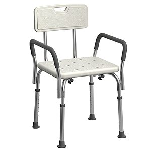 $20.99: Medline Shower Chair Seat with Padded Armrests and Back, Adjustable Height, Slip Resistant, 350 lb Capacity