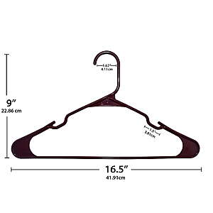 Mainstays Plastic Notched Adult Hangers for Any Clothing Type, Maroon Supreme 100 Count $5.24