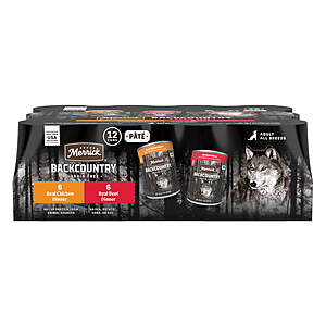 12-Pack 12.7-Oz Merrick Backcountry Canned Wet Dog Food for Adults (Grain Free Real Beef & Chicken) $17.49 + Free S&H w/ Walmart+ or on $35+