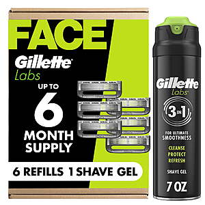 Gillette Labs Exfoliating Bar Razor, 6ct Blade Refills, 7oz Rapid Foaming Shave Gel $15.05