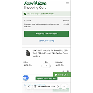Rain Bird LNK Wi-Fi Module $80 w/ discount code