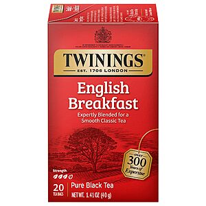 $3.15: Twinings English Breakfast Black Tea, 20 Count (20 Teabags)