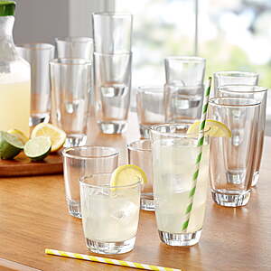 Mainstays 16-Piece Glass Drinkware Set $12.23 + Free Shipping w/ Walmart+ or on $35+
