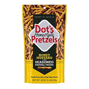 16-Ounce Dot's Homestyle Pretzels Honey Mustard Seasoned Pretzel Twists $4.49 w/ S&S + Free Shipping w/ Prime or on $35+