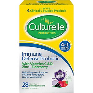 28 Count Culturelle Immune Defense Daily Probiotic Mixed Berry Chewables $3.81 + Free S&H w/ Prime or $35+