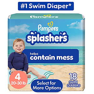 $24.64 - (6 pack) Pampers Splashers Swim Diapers, Size 4, 18 Count (20-33 lbs)