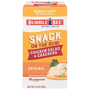 3.5-Ounce Bumble Bee Snack On The Run! Original Chicken Salad w/ Crackers $1.06 w/ S&S + Free Shipping w/ Prime or on $35+