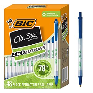 48-Coun BIC Ecolutions Clic Stic Blue Ballpoint Pens, Medium Point (1.0mm) $7.49 + Free S&H w/ Prime or $35+