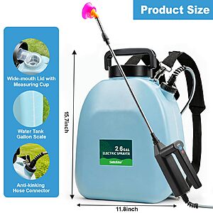 SideKing 2.6 Gallon Battery Powered Backpack Sprayer, Electric Weed Sprayer with 3 Adjustable Pressures $29.99