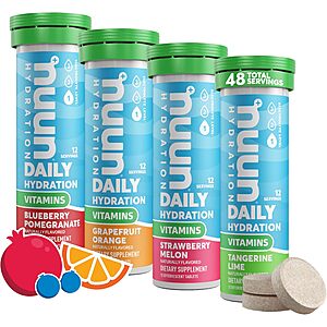 4-Pack Nuun Vitamins Electrolyte Tablets w/ Vitamin D, C, E, A & B6 (Mixed Fruit, 48 Servings) $16.48 + Free Shipping w/ Prime or on $35+