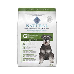 22lbs Blue Buffalo Natural Veterinary Diet GI Low Fat Gastrointestinal Support Dry Dog Food $16 + Free S&H w/ Walmart+ or on $35+