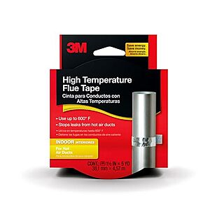 [NEW] $3.85 | 3M High Temperature Flue Tape, High Heat Sealing Tape up to 600 degrees, 15-Foot Roll at Amazon
