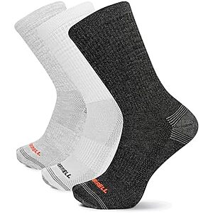 $6.45* | 3-Pairs Merrell Unisex-Adult Recycled Half Cushion Crew Socks (Small-Medium) at Amazon