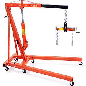 VEVOR Hydraulic Engine Hoist with Lever, 2 Ton/4400 LBS Heavy-duty Cherry Picker Shop Crane, Foldable Engine Crane and Engine Hoist leveler $258.3
