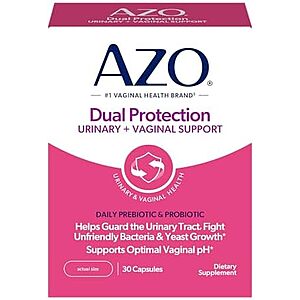 [NEW, SnS] $16.52 | AZO Dual Protection, Urinary + Vaginal Support, Prebiotics and Probiotics for Women*, 30 Count at Amazon