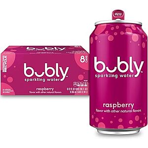 8-Pack 12-Ounce Bubly Raspberry Sparkling Water Cans $3.38 + Free Shipping w/ Prime or on $35+