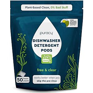 [SnS, AC] $10.79* | 50-Count Puracy Dishwasher Pods (Free & Clear) at Amazon (21.6￠ each)