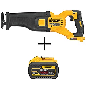 DeWalt FLEXVOLT 60-Volt MAX Li-Ion Cordless Brushless Reciprocating Saw with FLEXVOLT 20V/60V Battery Pack 9.0 Ah (Tool-Only) $299