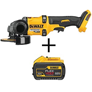DeWalt FLEXVOLT 60-Volt Li-Ion MAX Cordless 4-1/2-6 in. Small Angle Grinder (Tool-Only) w/FLEXVOLT 20-V/60-V MAX Battery 9Ah $279