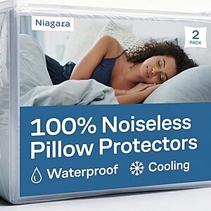 $9.98* | 2-Pk Niagara Noiseless Waterproof Pillow Protectors (Standard or Queen) at Amazon