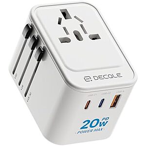 $9.97* | 20W Decqle Universal Travel Adapter 2 USB-C &1 USB-A Ports at Amazon
