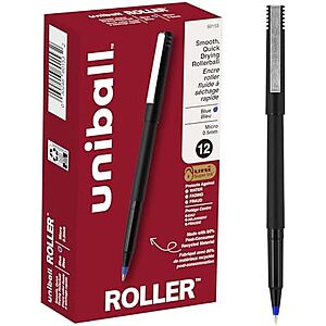 [AC] $6.30* | 12-Pk 0.5mm Uni-Ball uni Roller Ball Stick Pens (Blue) at Amazon
