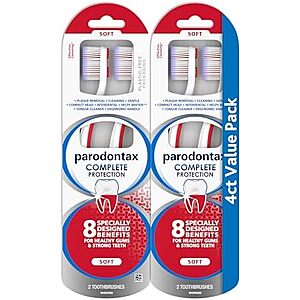 [NEW, SnS, AC] $5.62 | Parodontax Complete Protection Soft Toothbrush for Healthy Gums and Strong Teeth - 2 x 2 Pack at Amazon