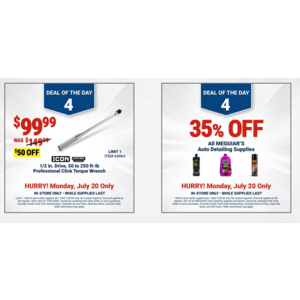 Harbor Freight Deal of the Day 4: 33% off Icon 1/2 in. Click Torque Wrench & 40% off all Meguiers Auto Detailing Products $59