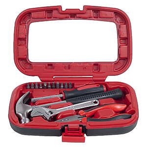 Stalwart 15-Piece Tool Set w/ Hammer & Multi-Bit Screwdriver (Red) $10.66 + Free Shipping w/ Walmart+ or on $35+