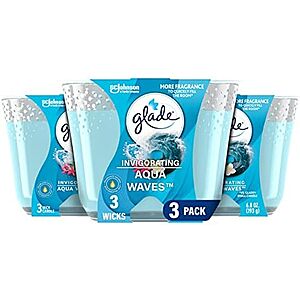 [NEW, SnS] $10.16 | 3-Pack 6.8-Oz Glade 3-Wick Air Freshener Candle (Aqua Waves) at Amazon