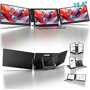 KYY 15.6" Laptop Screen Extender, 1080P FHD IPS Portable Monitor, for 12"-17'' Laptops, 360° Rotation & Kickstand $224.99