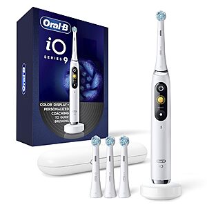 Oral-B - iO Series 9 Connected Rechargeable Electric Toothbrush w/ 4 Brush Heads (White Alabaster) $149.97 + Free Shipping