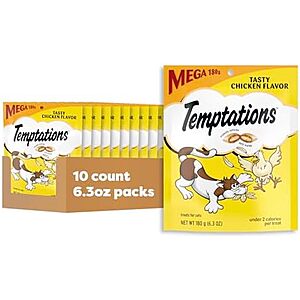 [NEW, SnS] $11.91 | 10-Pack 6.3-Oz Temptations Cat Treats Classic Crunchy and Soft Cat Treats (Tasty Chicken) at Amazon