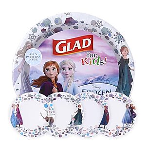 [NEW] $4.03 | 40-Count Glad for Kids Disney Frozen Disposable Paper Plates, Anna and Elsa at Amazon