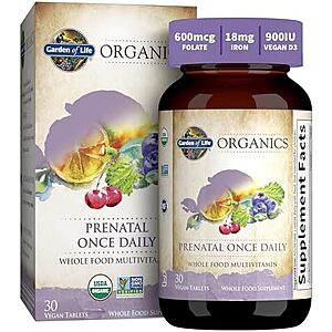 [NEW, SnS, AC] $15.29 | Garden of Life, Multivitamin Mykind Prenatal Once Daily Organic, 30 Count at Amazon