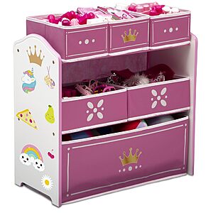 $24: Delta Children Princess Crown Design & Store 6 Bin Toy Storage Organizer - Greenguard Gold Certified, White/Pink at Amazon