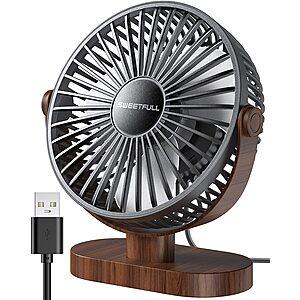 6.5" Sweetfull 3-Speed Wood Grain Portable Desk Fan: Black $7.66, White $7.79 + Free Shipping w/ Prime or on $35+