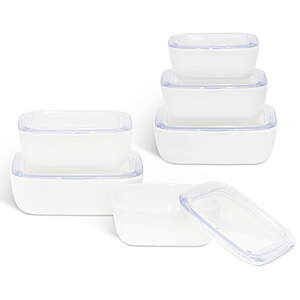 Emeril Lagasse 6-Piece Opal Glass Food Storage Container Set w/ Acrylic Lids (White) $9.09 + Free Shipping w/ Walmart+ or on $35+