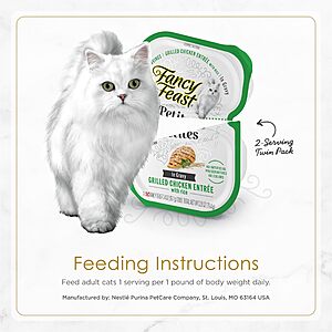 $52.98, get $5 AMAZON CREDIT: 2x 48ct (96 Portions) Fancy Feast Purina Gourmet Wet Cat Food Variety Package,Petites Gravy Collection,Break-Apart tubs,
